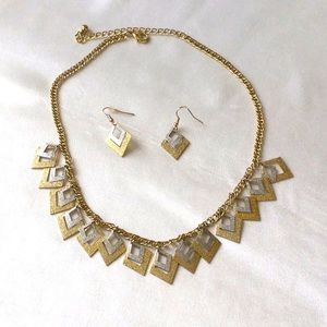 Costume Gold & Silver Necklace and Earrings Set